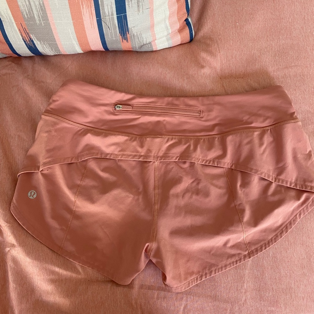 lululemon speed up shorts color pink savannah